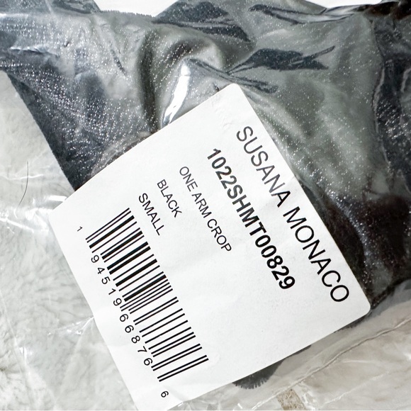 NWT- SUSANA MONACO Revolve One Arm Crop Top in Metallic Black - Picture 10 of 13